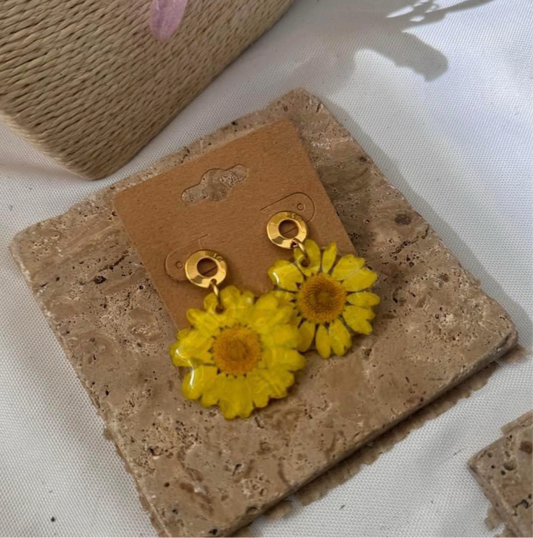 Yellow daisy earrings